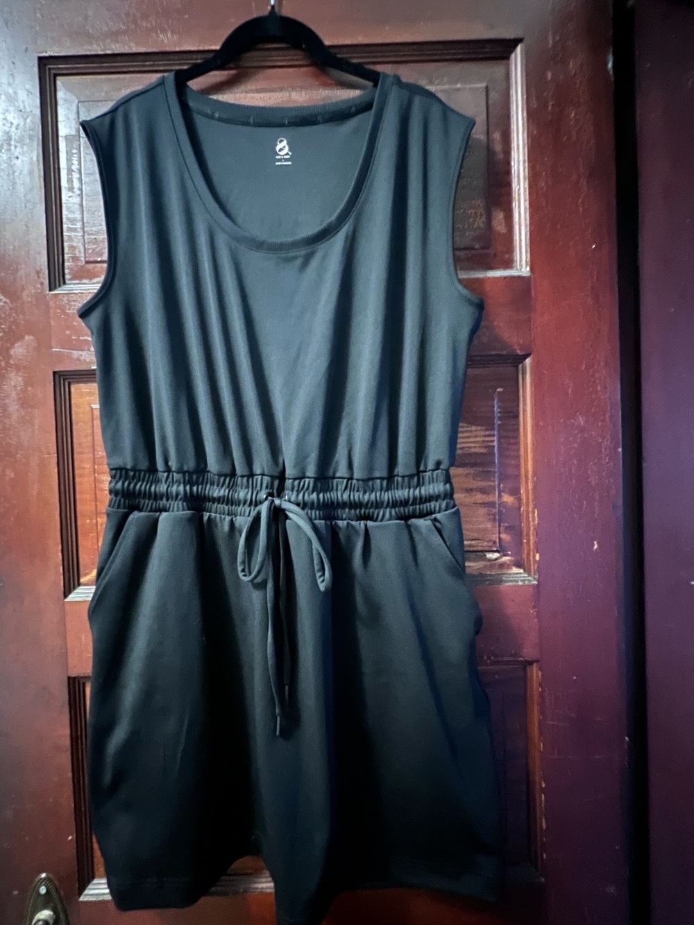 NWOT- Lou & Grey Black Sleeveless Drawstring Mini Dress